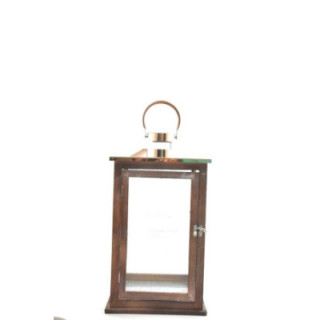 Lampion drewno/szkło Latarnia 46cm